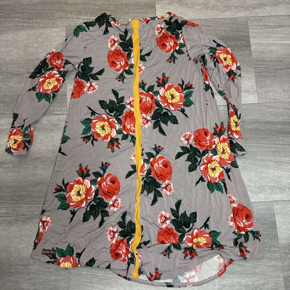 Matilda Jane dress women M Say I’m A Dreamer Gray Long Sleeve Floral - Picture 3 of 4